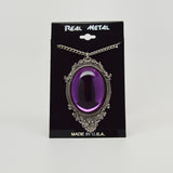 Purple Cabochon in Pewter Frame Pendant Necklace Vampire Jewelry NK-620P