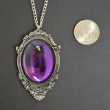 Purple Cabochon in Pewter Frame Pendant Necklace Vampire Jewelry NK-620P