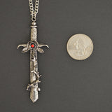 Gothic Rose on Thorns Surrounding Sword Medieval Renaissance Pendant Necklace NK-625