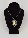 Gothic Lolita Skull Cameo Ivory on Black in Silver Frame Pendant Necklace NK-629IB