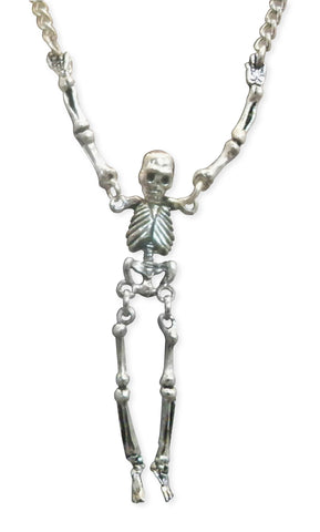 Gothic Skeleton with Moving Arms and Legs Silver Pewter Pendant Necklace NK-630