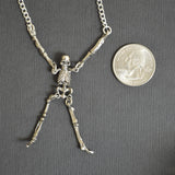 Gothic Skeleton with Moving Arms and Legs Silver Pewter Pendant Necklace NK-630