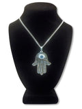 Lucky Hamsa Hand Evil Eye Amulet Silver Pewter Pendant Necklace NK-631
