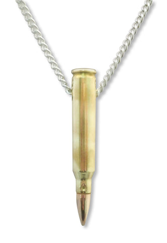 Remmington 223 Bullet Necklace Hand Polished Brass and Copper Finish NK-639