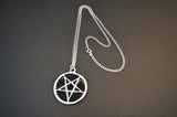 Silver Pentacle with Hand Painted Black Enamel Pendant Necklace NK-656