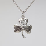 Irish Shamrock Pendant Necklace Green Enamel on Pewter Medium Size NK-667