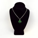 Irish Shamrock Pendant Necklace Green Enamel on Pewter Medium Size NK-667