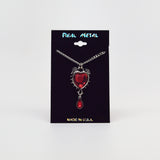 Gothic Romance Red Heart Austrian Crystals Thorns and Roses Romance Pendant Necklace NK-677