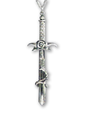 Sword with Rose Wrapped in Thorns Medieval Renaissance Pendant Necklace NK-71