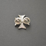 Maltese Cross Surfers Cross Jacket or Hat Pin Black Enamel and Silver Pewter (medium) P-5