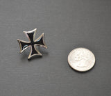 Maltese Cross Surfers Cross Jacket or Hat Pin Black Enamel and Silver Pewter (medium) P-5