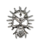 Gothic Spiked Skull with Fangs Jacket or Hat Pin Antique Silver Finish Pewter P-64