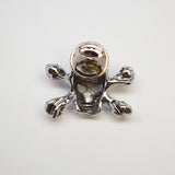 Gothic Skull and Crossbones Jacket or Hat Pin Polished Silver Finish Pewter P-68