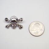 Gothic Skull and Crossbones Jacket or Hat Pin Polished Silver Finish Pewter P-68
