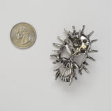 Gothic Spiked Skull with Fangs Jacket or Hat Pin Antique Silver Finish Pewter P-64