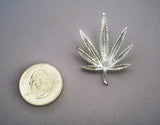 Marijuana Pot Leaf Silver Pewter Jacket or Hat Pin Large P-72S