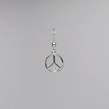 USA 925 Sterling Silver Peace Sign Dangle Earrings SS003