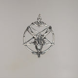 Sterling Silver Baphomet Goat Head Satanic Inverted Pentacle Pentagram Pendant SSNK-546