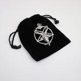 Sterling Silver Baphomet Goat Head Satanic Inverted Pentacle Pentagram Pendant SSNK-546