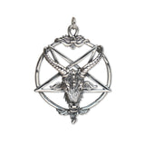 Sterling Silver Baphomet Goat Head Satanic Inverted Pentacle Pentagram Pendant SSNK-546