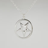Sterling Silver Inverted Pentacle Pentagram Pendant with 20 Inch Necklace