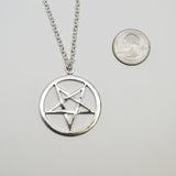 Sterling Silver Inverted Pentacle Pentagram Pendant with 20 Inch Necklace