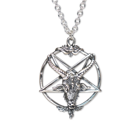 Sterling Silver Baphomet Goat Head Satanic Pendant with 20 Inch Necklace SSNKCHAIN-546