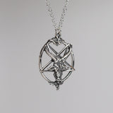 Sterling Silver Baphomet Goat Head Satanic Pendant with 20 Inch Necklace SSNKCHAIN-546