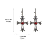 Celtic Cross Earrings with Red Cabochons Silver Finish Pewter #1002
