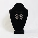 Gothic Spider Dangle Earrings Black Stone Body Silver Finish Legs #1010B