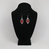 Gothic Blood Red Cabochon Earrings in Silver Pewter Frame #1014R