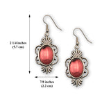 Gothic Blood Red Cabochon Earrings in Silver Pewter Frame #1014R