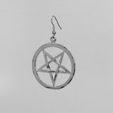 Gothic Inverted Pentacle Silver Pewter Medieval Renaissance Earrings #1019