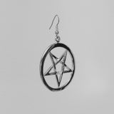 Gothic Inverted Pentacle Silver Pewter Medieval Renaissance Earrings #1019