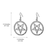 Gothic Inverted Pentacle Silver Pewter Medieval Renaissance Earrings #1019