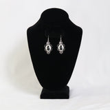 Black Cat Cameo in Silver Pewter Frame Dangle Earrings #1041