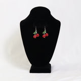 Retro Red Cherries Classic Pewter Earrings #1043