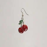Retro Red Cherries Classic Pewter Earrings #1043