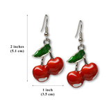 Retro Red Cherries Classic Pewter Earrings #1043