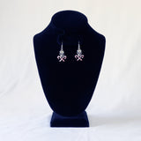 Holiday Candy Cane Skull Dangle Earrings Red and White Enamel On Silver Finish Pewter #1058