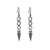 Punk Rock Hip Hop Spike and Chain Dangle Earrings Silver Finish Pewter #1055