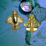 Quimbaya Flyer Pins - Set of Two - 24K GP Golden Jet Alien Artifact - Flyer Pins