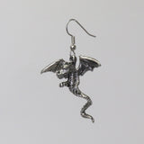 Mystical Dragon Earrings Silver Finish Medieval Renaissance Jewelry #818