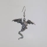 Mystical Dragon Earrings Silver Finish Medieval Renaissance Jewelry #818