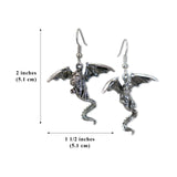 Mystical Dragon Earrings Silver Finish Medieval Renaissance Jewelry #818