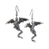 Mystical Dragon Earrings Silver Finish Medieval Renaissance Jewelry #818