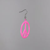 Large Neon Hot Pink Peace Sign Earrings #835-P