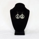 Peace Sign Dangle Earrings Polished Silver Finish Hippie Eara Iconic Fashion #835