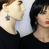 Gothic Spider on Web Dangle Earrings with Red Austrian Crystals #840