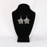 Gothic Spider on Web Dangle Earrings with Red Austrian Crystals #840